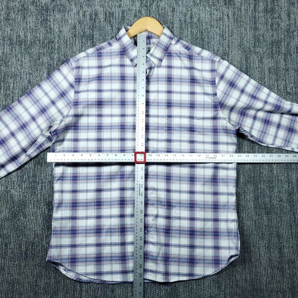 Twillory Mens XL Blue Plaid Untuckable Button Up Long Sleeve Shirt Tailored - Picture 10 of 16